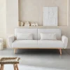 2-3-Sitzer Sofa mit Bouclé-Bezug Schlaffunktion und Holzbeinen