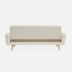 2-3-Sitzer Sofa mit Bouclé-Bezug Schlaffunktion und Holzbeinen