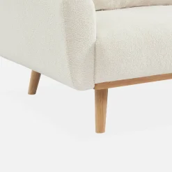 2-3-Sitzer Sofa mit Bouclé-Bezug Schlaffunktion und Holzbeinen