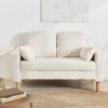 2-Sitzer-Sofa mit Bouclé Teddystoff und Holzbeinen