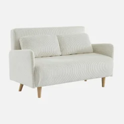 2-Sitzer-Sofa mit Cordbezug und Holzfüßen