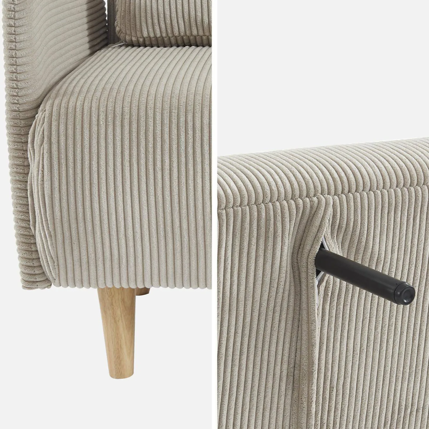 2-Sitzer-Sofa mit Cordbezug und Holzfüßen