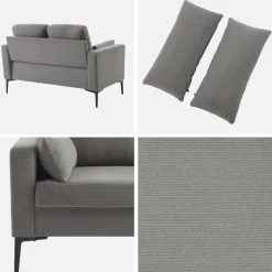 2-Sitzer-Sofa, mit Cordbezug und Metallfüßen
