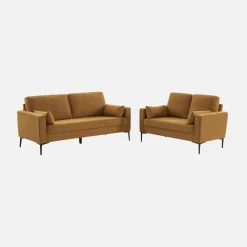 2-Sitzer-Sofa, mit Cordbezug und Metallfüßen