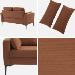 2-Sitzer-Sofa, mit Cordbezug und Metallfüßen