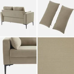 2-Sitzer-Sofa, mit Cordbezug und Metallfüßen