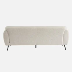 3-Sitzer-Sofa mit cremefarbenem Bouclé-Bezug und Metallbeinen