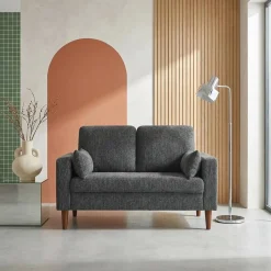 2-Sitzer Sofa mit Heveaholz und Chenille-Bezug