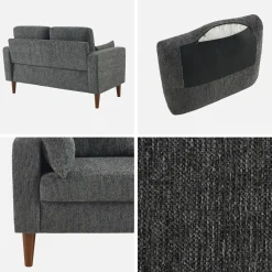 2-Sitzer Sofa mit Heveaholz und Chenille-Bezug
