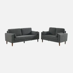 2-Sitzer Sofa mit Heveaholz und Chenille-Bezug