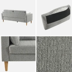 3-Sitzer Sofa mit Heveaholz und Chenille-Bezug