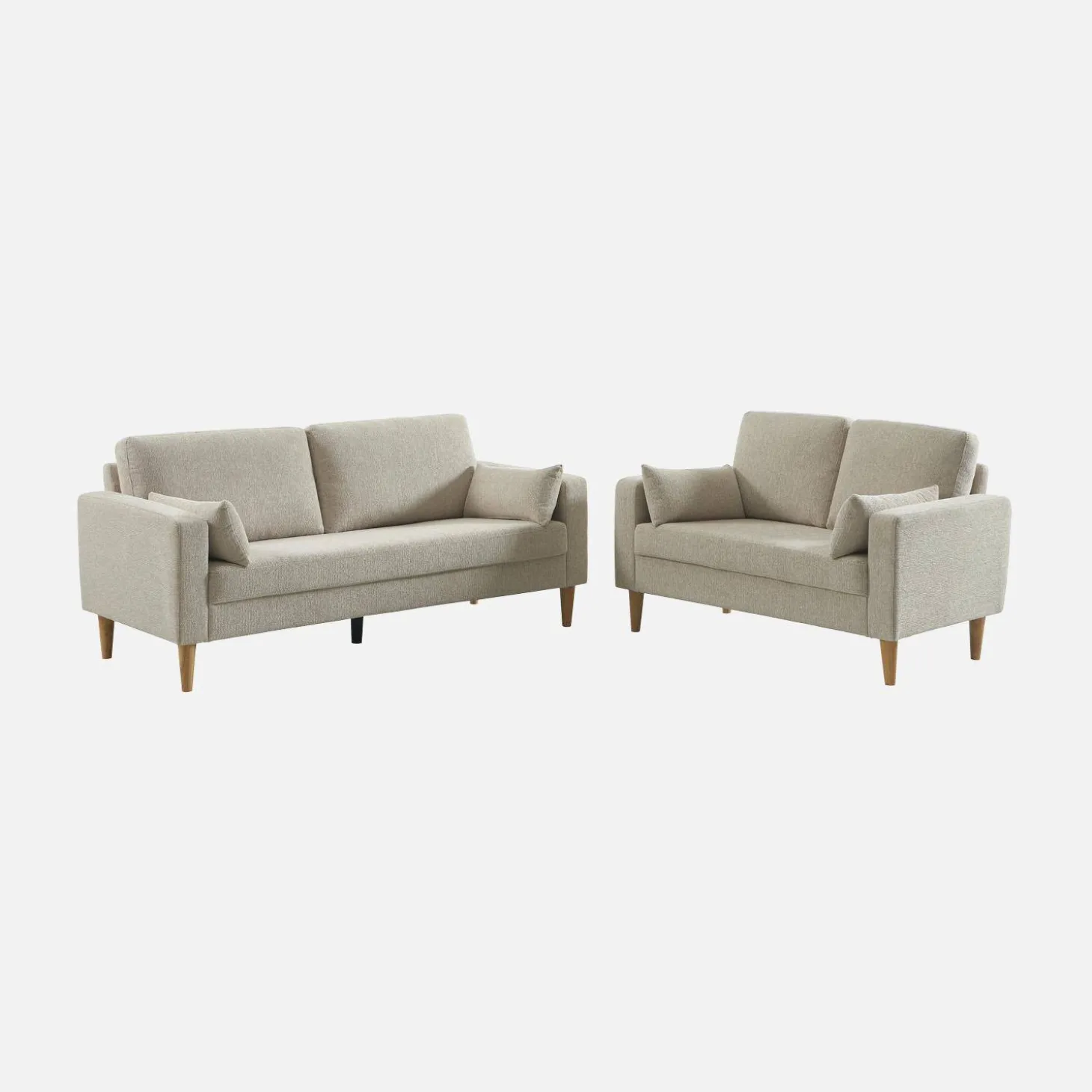 3-Sitzer Sofa mit Heveaholz und Chenille-Bezug