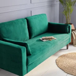 3-Sitzer Sofa mit Samtbezug und Holzbeinen