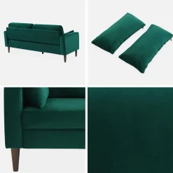 3-Sitzer Sofa mit Samtbezug und Holzbeinen