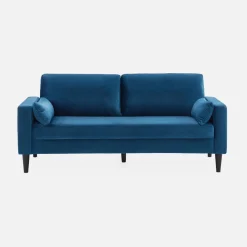 3-Sitzer Sofa mit Samtbezug und Holzbeinen
