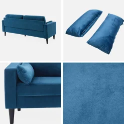 3-Sitzer Sofa mit Samtbezug und Holzbeinen