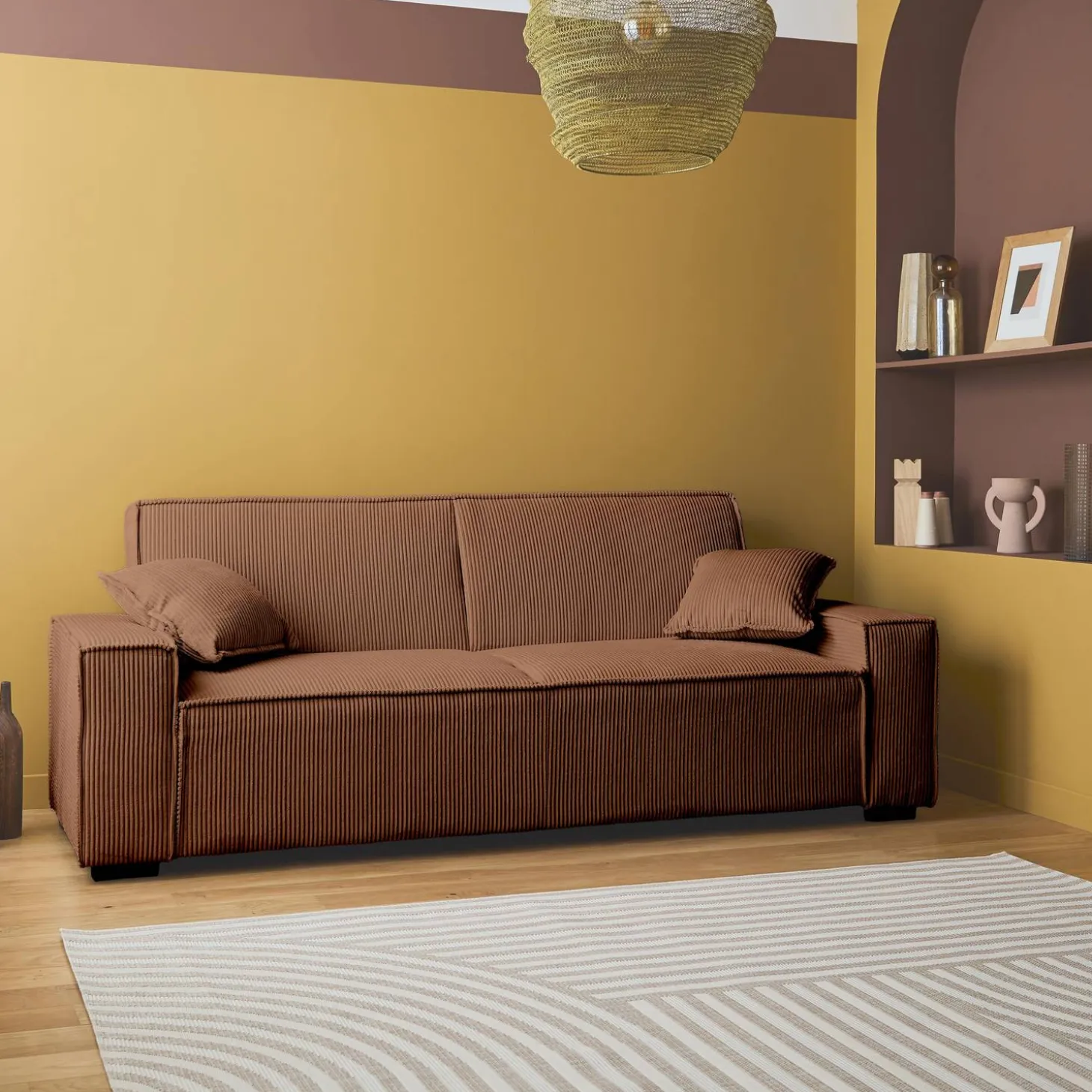 3-Sitzer-Sofa mit Schlaffunktion und Cordbezug