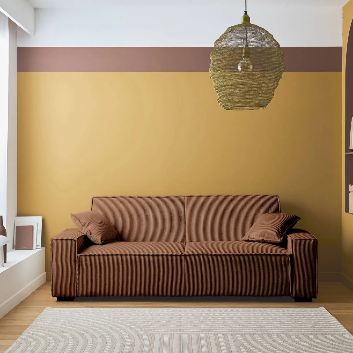 3-Sitzer-Sofa mit Schlaffunktion und Cordbezug