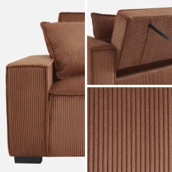 3-Sitzer-Sofa mit Schlaffunktion und Cordbezug