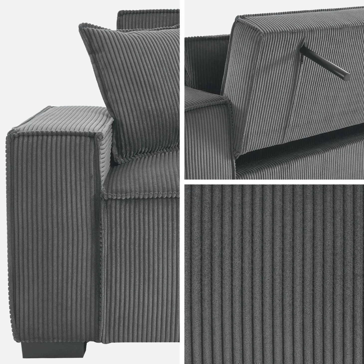 3-Sitzer-Sofa mit Schlaffunktion und Cordbezug