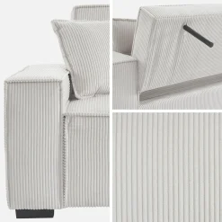 3-Sitzer-Sofa mit Schlaffunktion und Cordbezug