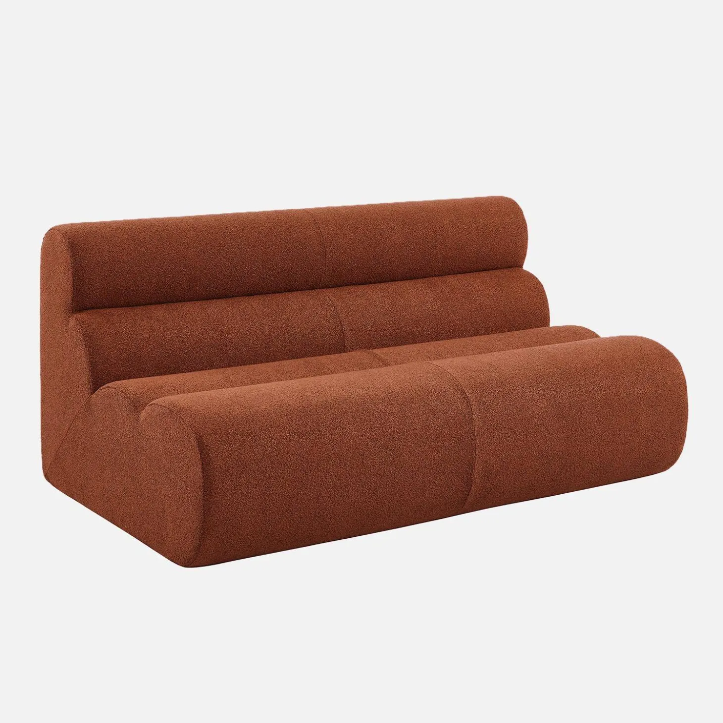 2-Sitzer-Sofa mit Sessel und Hocker, strukturierter Bouclé-Bezug