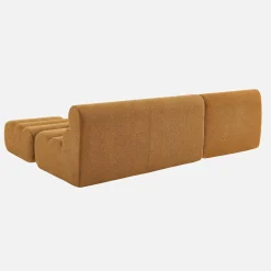 2-Sitzer-Sofa mit Sessel und Hocker, strukturierter Bouclé-Bezug