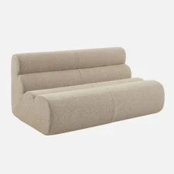 2-Sitzer-Sofa mit Sessel und Hocker, strukturierter Bouclé-Bezug