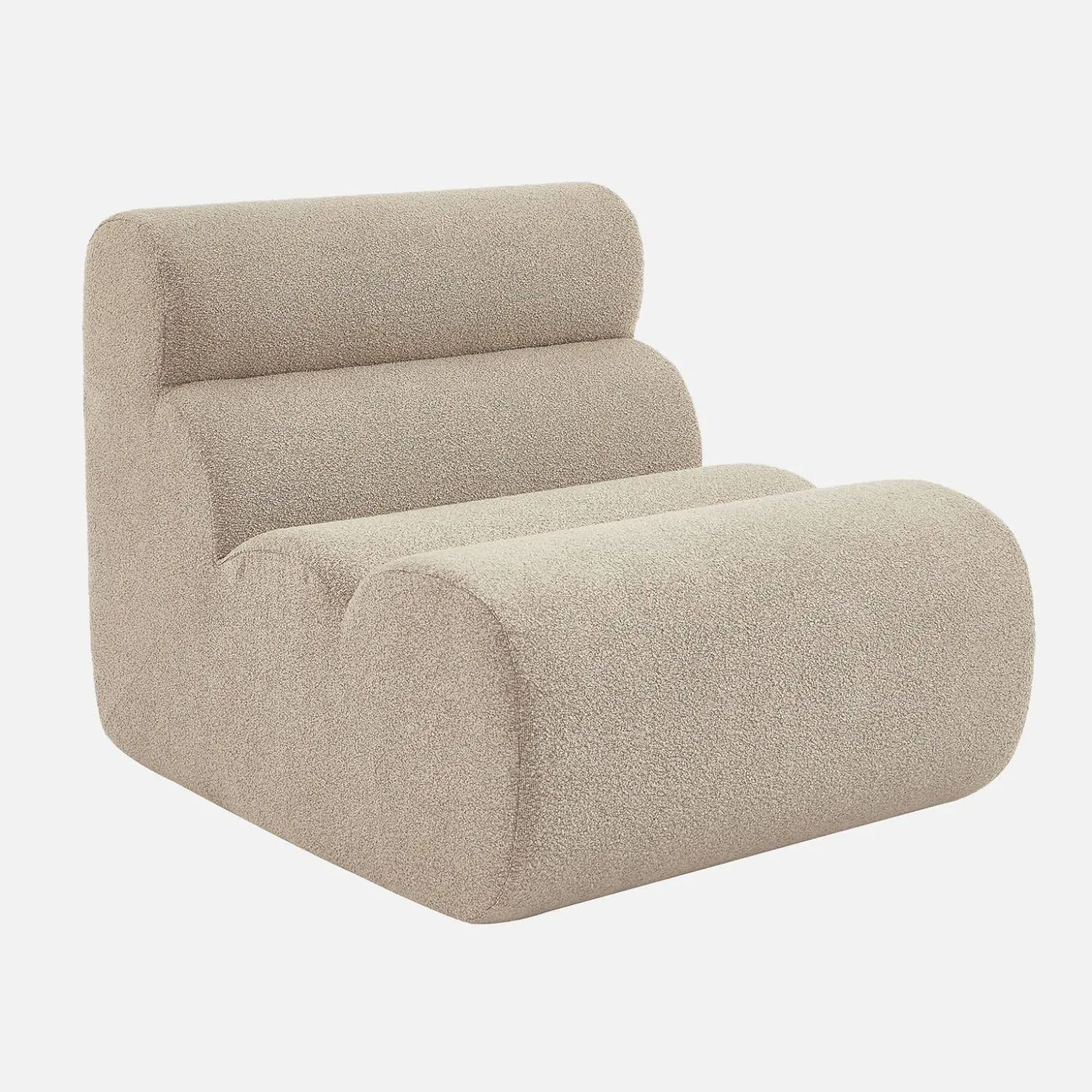 2-Sitzer-Sofa mit Sessel und Hocker, strukturierter Bouclé-Bezug