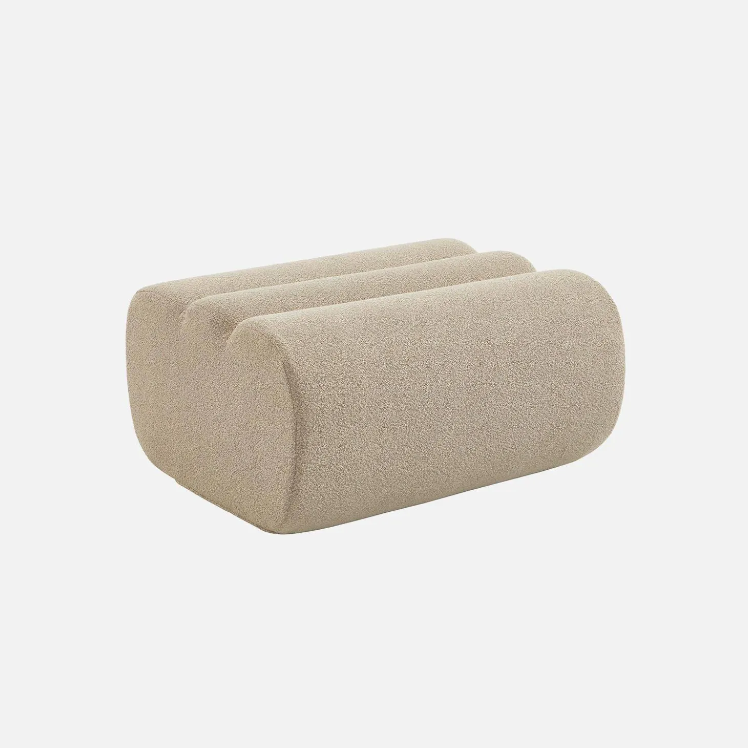 2-Sitzer-Sofa mit Sessel und Hocker, strukturierter Bouclé-Bezug