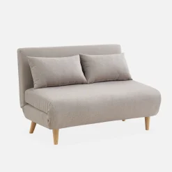 2-Sitzer-Sofa mit Stoffbezug, Holzfüße