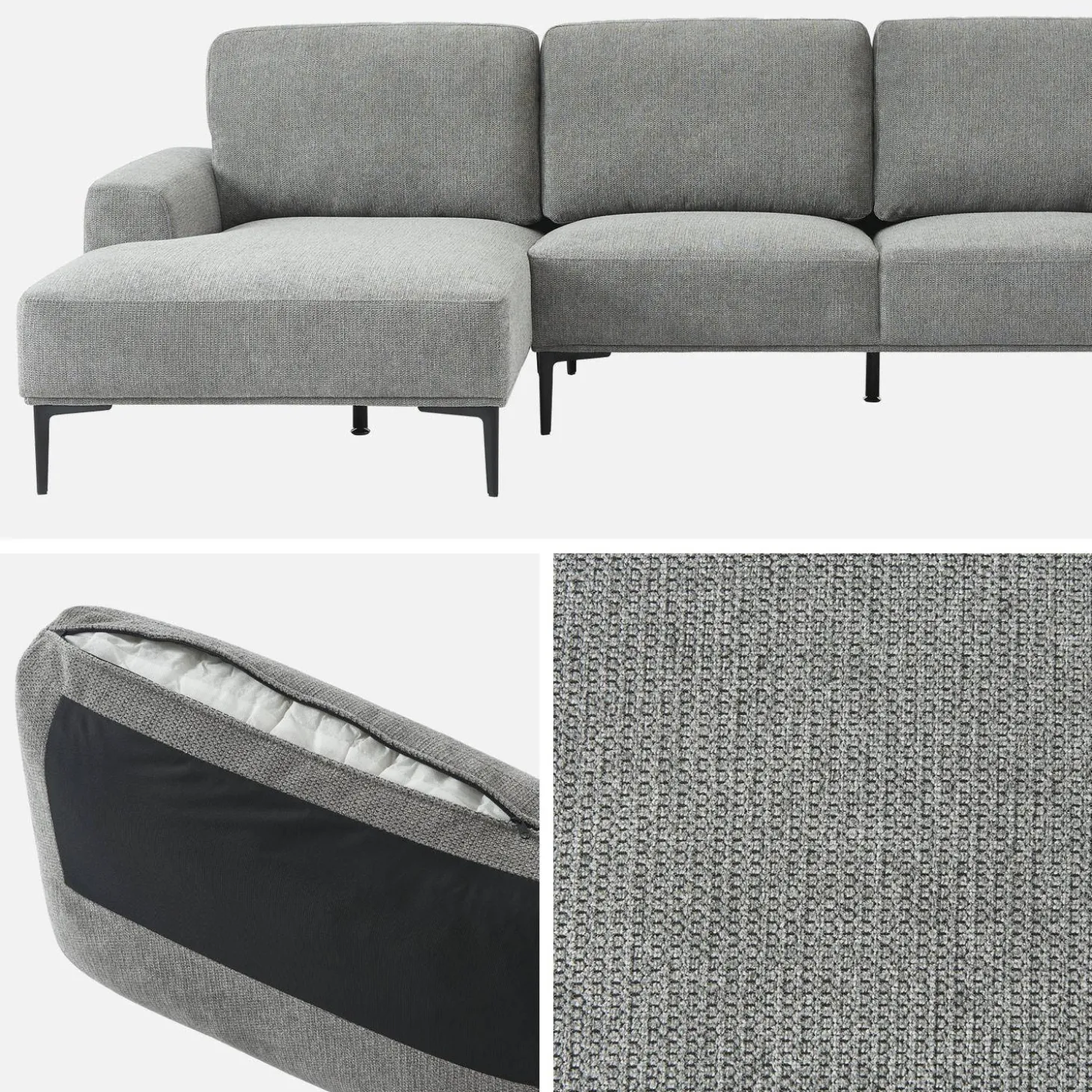 3-Sitzer-Sofa mit Stoffbezug - Recamiere links