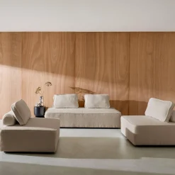 2-Sitzer Sofa und 2 Sessel mit Bouclé-Bezug für ein modulares Sofa