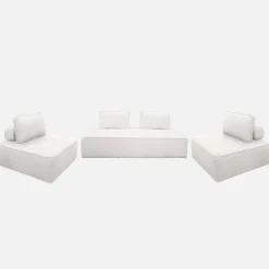 2-Sitzer Sofa und 2 Sessel mit Bouclé-Bezug für ein modulares Sofa