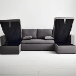 4-Sitzer Wohnlandschaft, mit Schlaffunktion und Stoffbezug