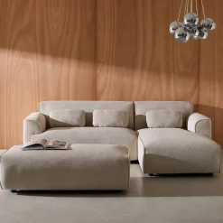 Sitzhocker, Fußhocker mit Cordbezug für 2-Sitzer Ecksofa Wallas