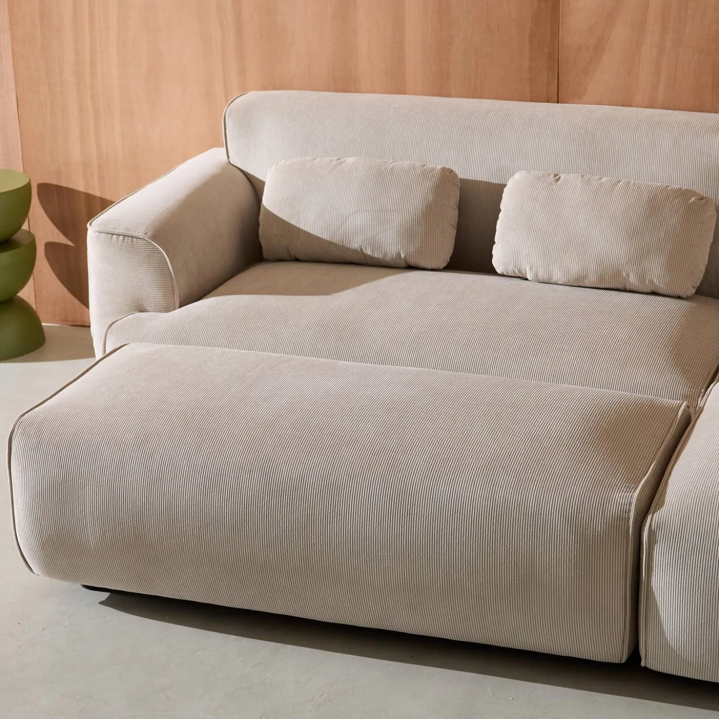 Sitzhocker, Fußhocker mit Cordbezug für 2-Sitzer Ecksofa Wallas