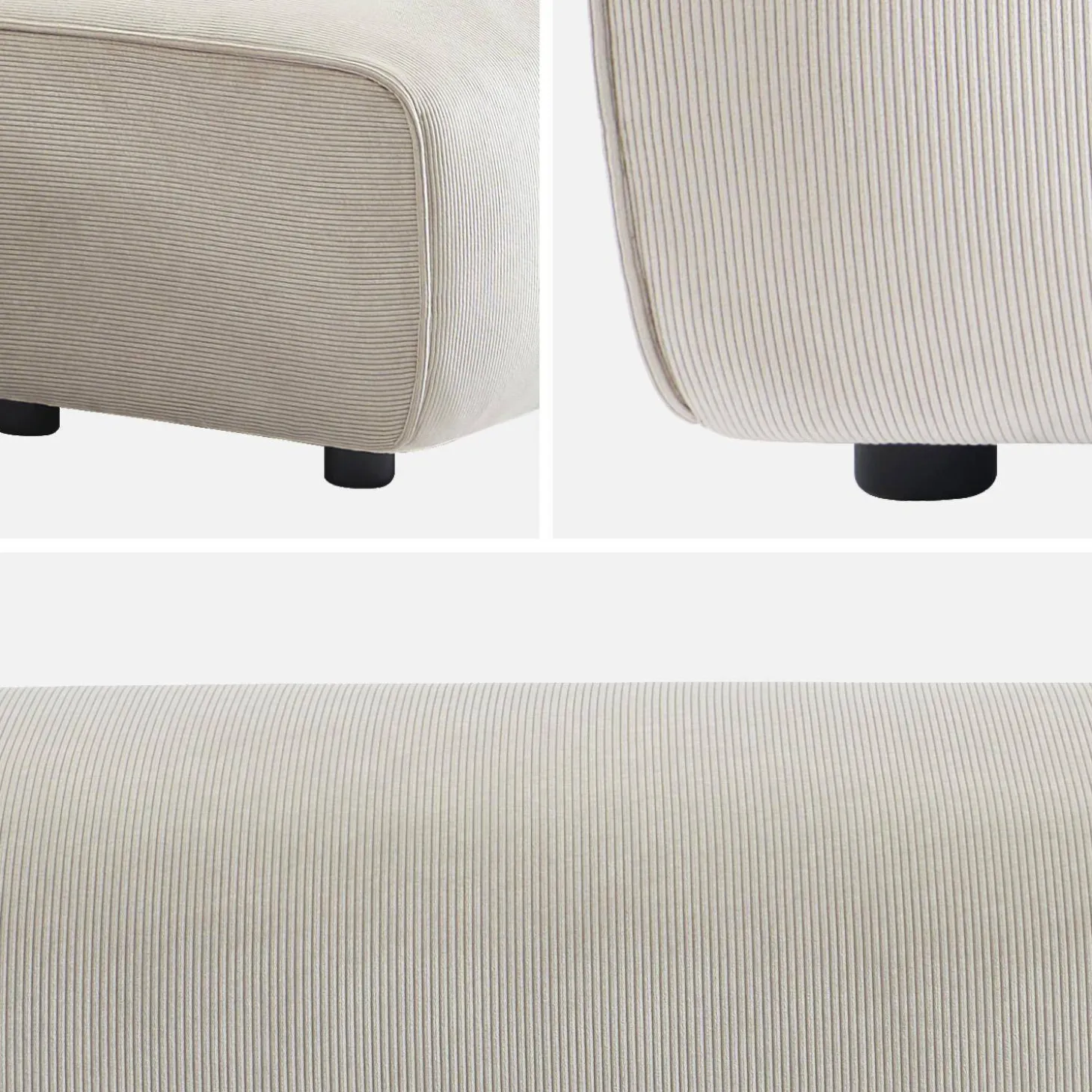 Sitzhocker, Fußhocker mit Cordbezug für 2-Sitzer Ecksofa Wallas