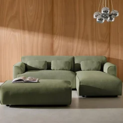 Sitzhocker, Fußhocker mit Cordbezug für 2-Sitzer Ecksofa Wallas