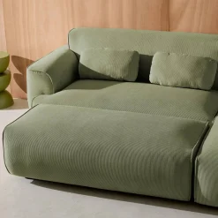 Sitzhocker, Fußhocker mit Cordbezug für 2-Sitzer Ecksofa Wallas