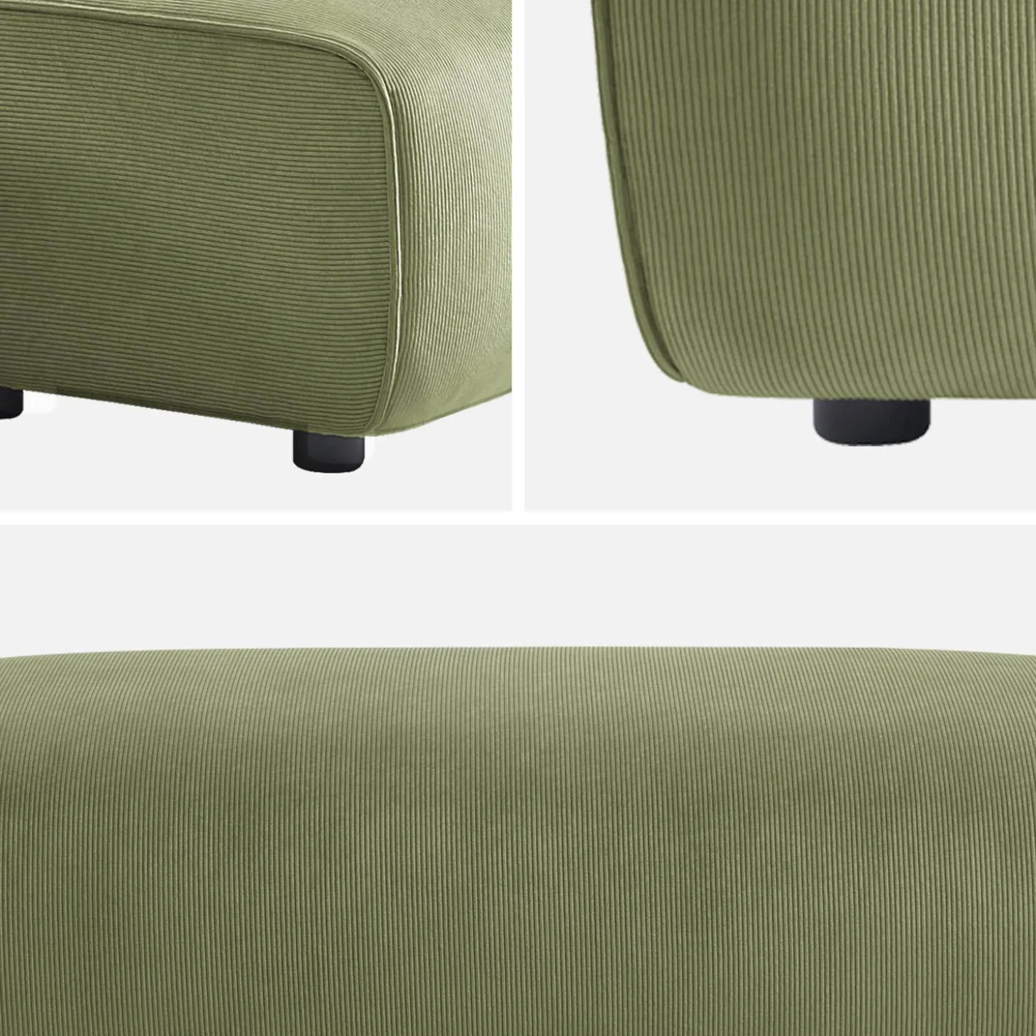Sitzhocker, Fußhocker mit Cordbezug für 2-Sitzer Ecksofa Wallas