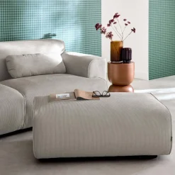 Sitzhocker, Fußhocker mit Cordbezug für 3-Sitzer-Sofa Wallas