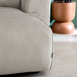 Sitzhocker, Fußhocker mit Cordbezug für 3-Sitzer-Sofa Wallas