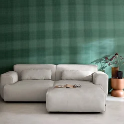 Sitzhocker, Fußhocker mit Cordbezug für 3-Sitzer-Sofa Wallas