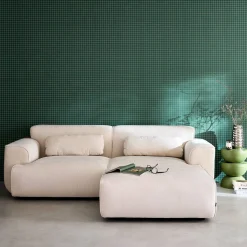 Sitzhocker, Fußhocker mit Cordbezug für 3-Sitzer-Sofa Wallas
