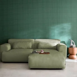 Sitzhocker, Fußhocker mit Cordbezug für 3-Sitzer-Sofa Wallas