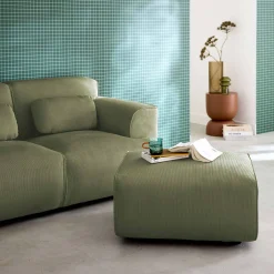 Sitzhocker, Fußhocker mit Cordbezug für 2-Sitzer-Sofa Wallas
