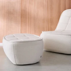 Sitzhocker, Fußhocker mit strukturierem Bouclé-Bezug für den Sessel Boni