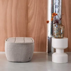 Sitzhocker, Fußhocker mit strukturierem Bouclé-Bezug für den Sessel Boni