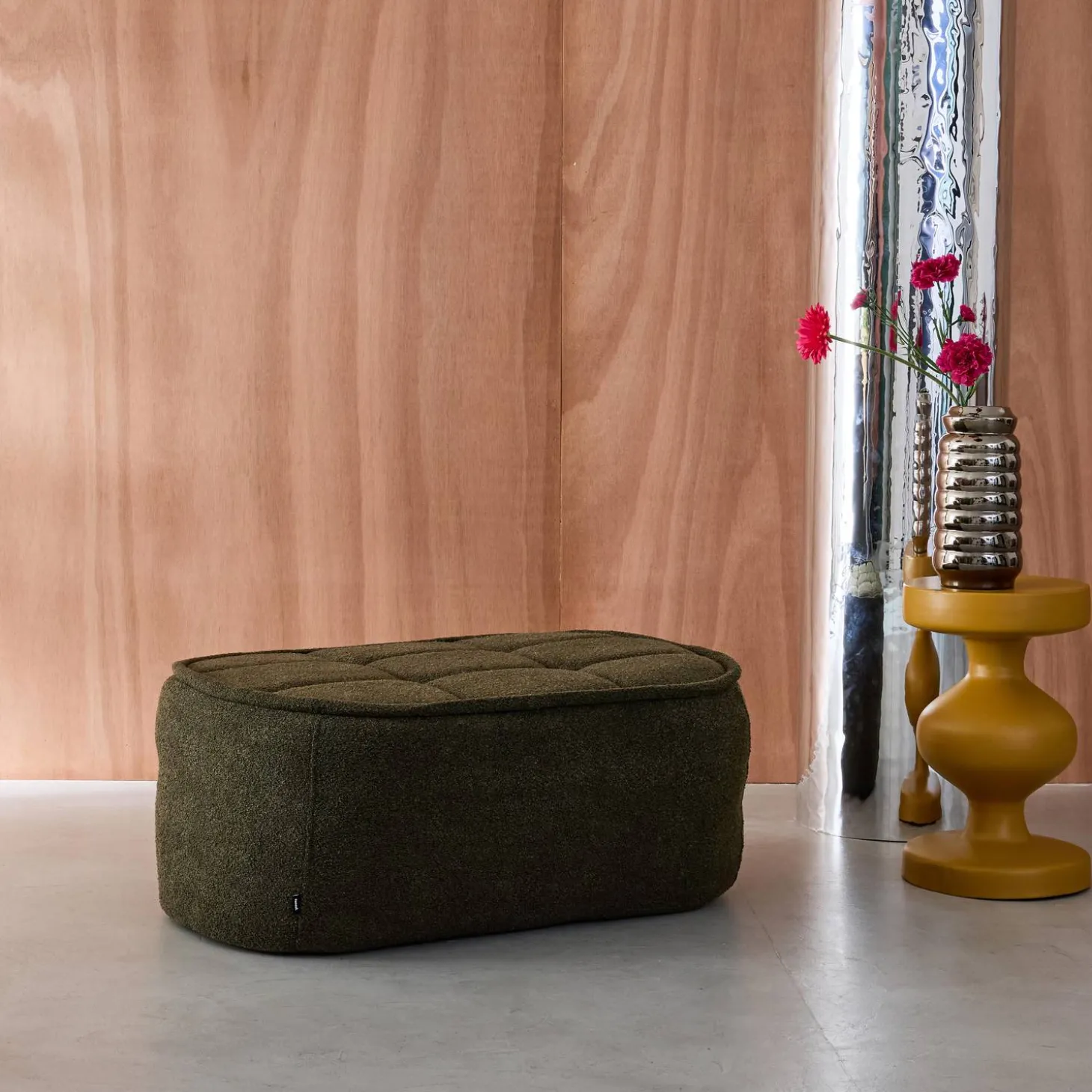 Sitzhocker, Fußhocker mit strukturierem Bouclé-Bezug für den Sessel Boni